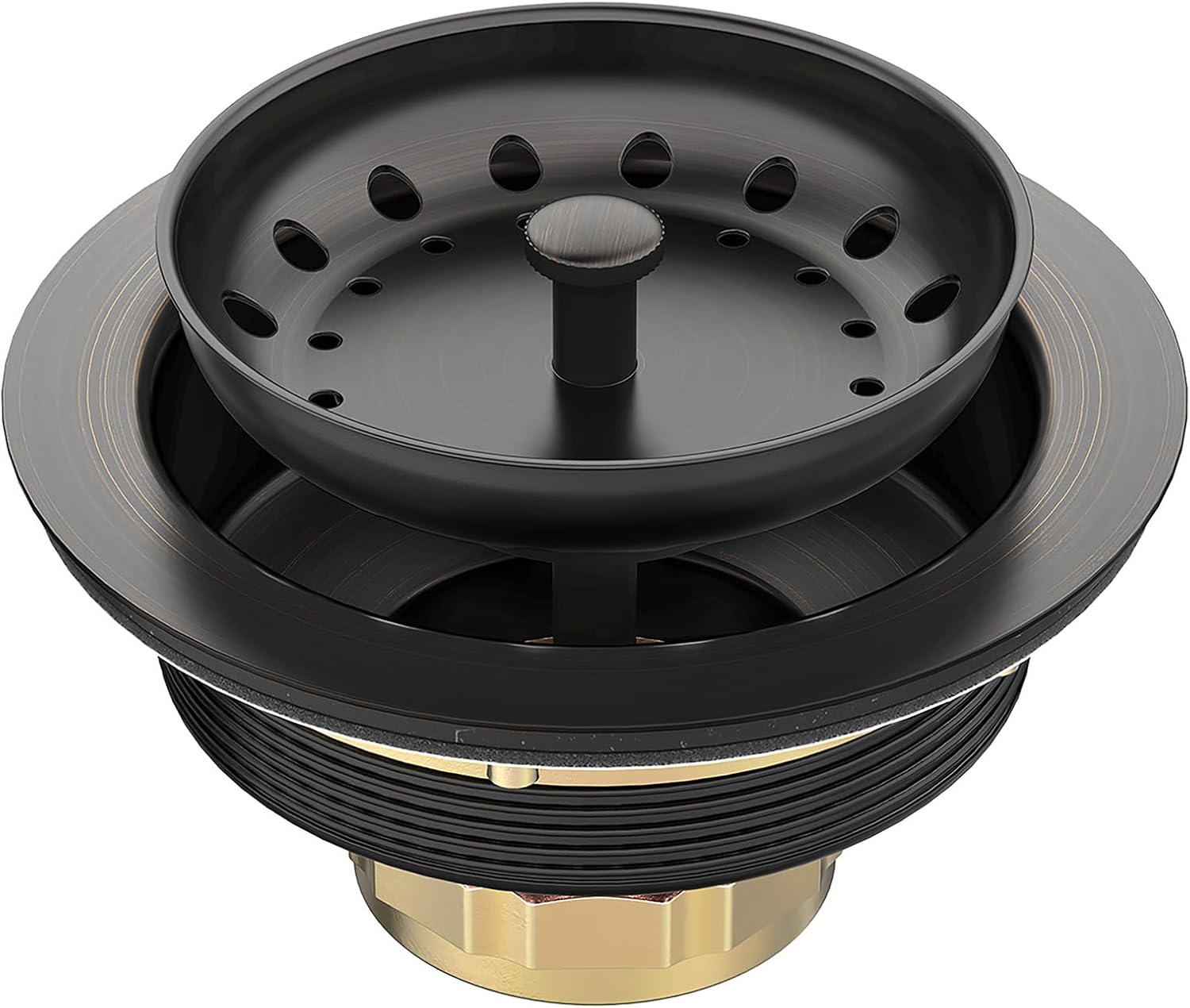 BOTEMY Stainless Steel Bronze Sink Drain Strainer Kit 3-1/4 inch Kitchen Drain Assembly with Metal Center Knob Basket Stopper Replacement for Standard Kitchen Sinks, Oil Rubbed Bronze