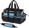 Wearable Cleaning Caddy, Cleaning Caddy Supplies Organizer with Handle & Shoulder Straps for Housekeepers, Under Sink & Car Cleaning Tool Organizers Bag with 4 Foldable Divider (Blue)
