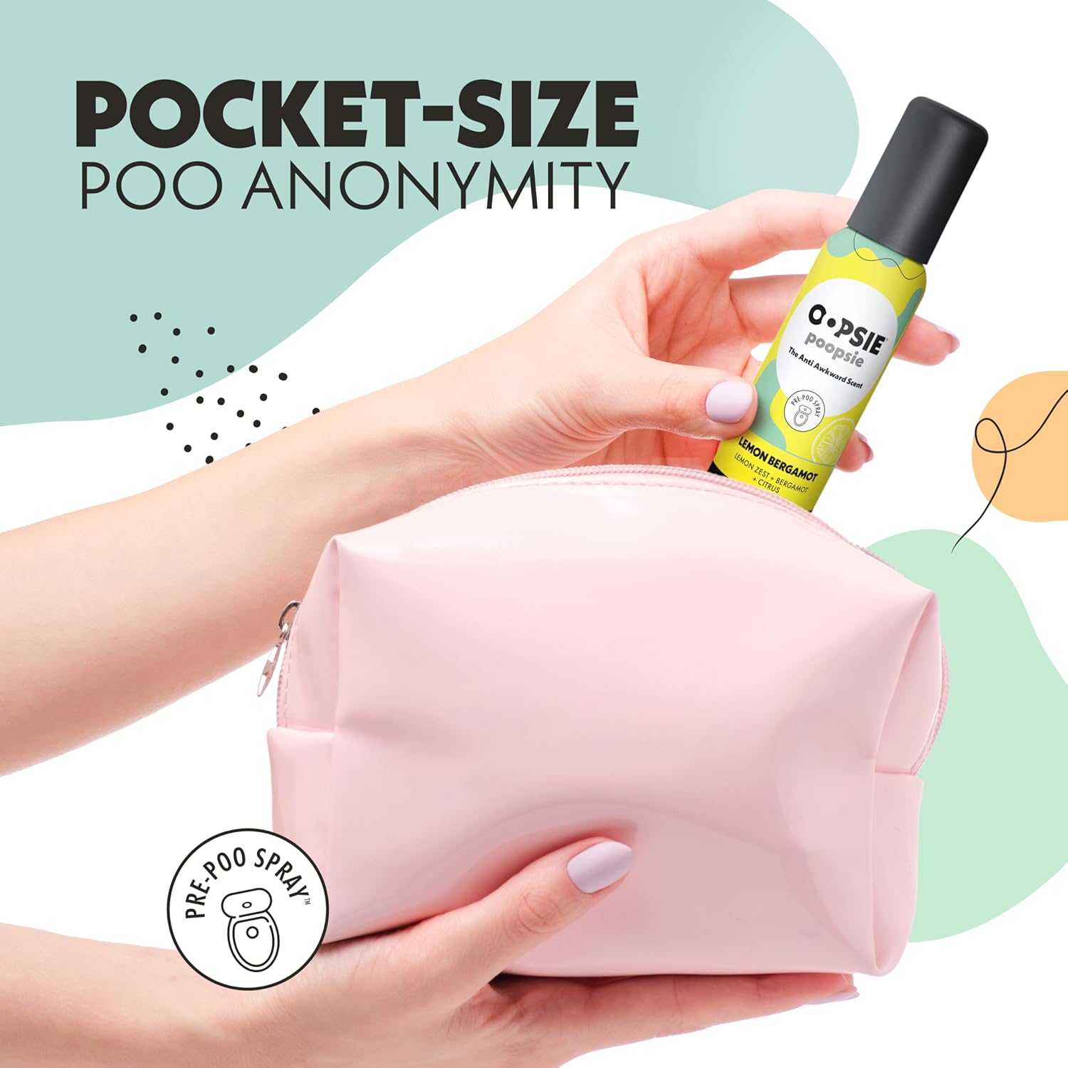 OOPSIE POOPSIE - Lemon Bergamont - Before & After You Go Toilet Spray 2oz - Portable Odor Eliminator - 4 Pack