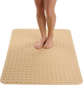 ENKOSI Extra Large Shower Mat Non Slip - 47 x 32 inch - XL Bathroom Shower Mat - Large Shower Mats for Shower Stall Floors - Secure Suction Cups and Drain Holes (47x32 Beige Opaque)