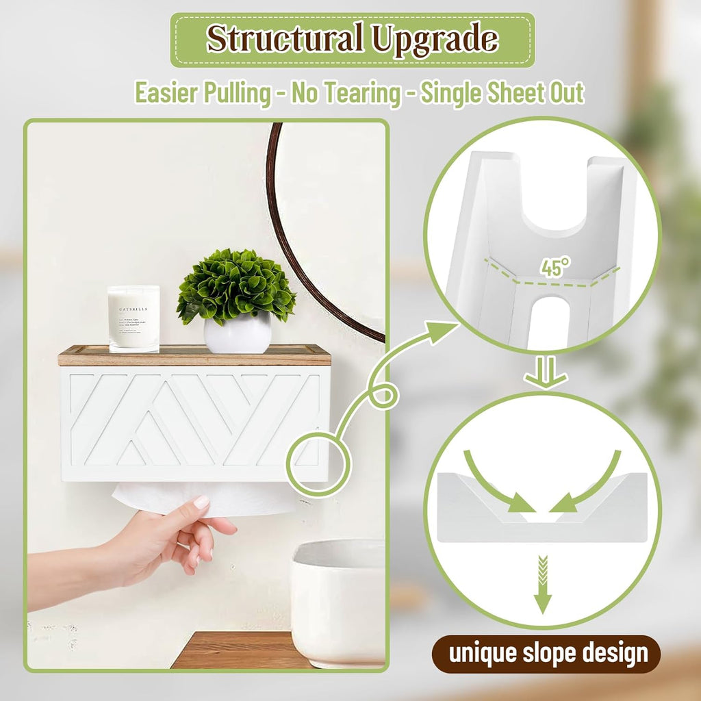 Paper Towel Dispenser Wall Mount, Paper Towel Holder Wall Mounted with Lid, Solid Wood Commercial C-Fold, Z-Fold, Trifold Hand Paper Towel Holder Dispenser Hand Towel Holder for Bathroom Kitchen Decor