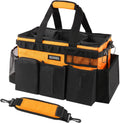 Wearable Cleaning Caddy Bag, Cleaning Caddy Supplies Organizer with Handle & Shoulder Straps for Housekeepers, Under Sink & Car Cleaning Tool Organizers with 4 Foldable Divider (Orange)