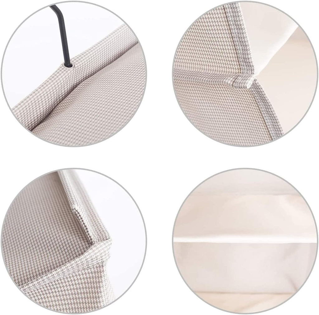 Hanging Closet Organizer and Storage, Foldable 4-Shelf Wardrobe Clothes Shelves Organizer, Imitation Linen Fabric, Beige Houndstooth