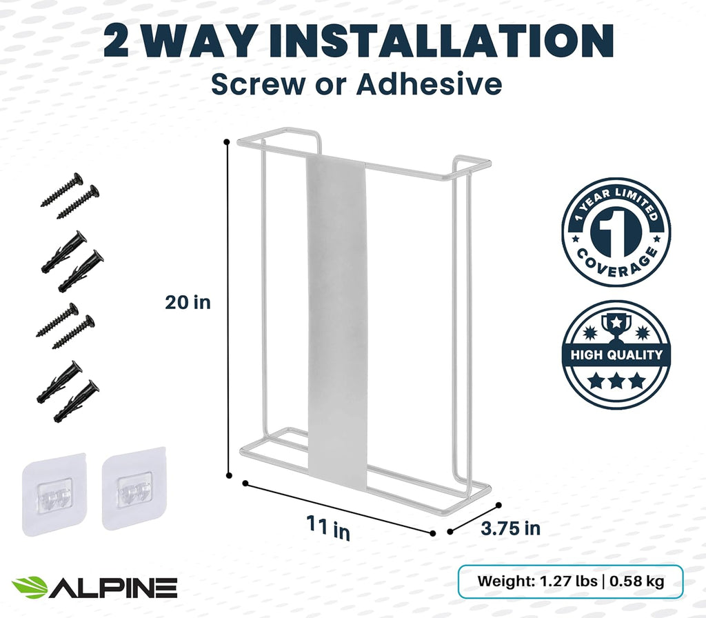 Alpine Glove Holder for Wall Mount - Latex Glove Holder Wire Glove Dispenser for Wall Disposable Glove Box & Tissue Box - Fits 4 Box (White)