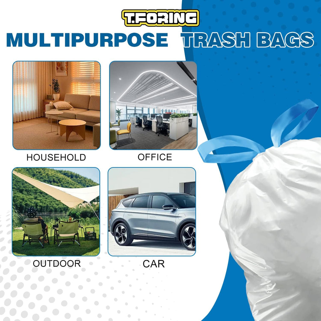 Small Trash Bags 4 Gallon with Drawstring, 1.1 Mil 15 Liter White Thick Unscented Small Plastic Garbage Bags for Bathroom, Wastebasket Liners for Toilet Home Office and Bedroom (4 Gal-120)