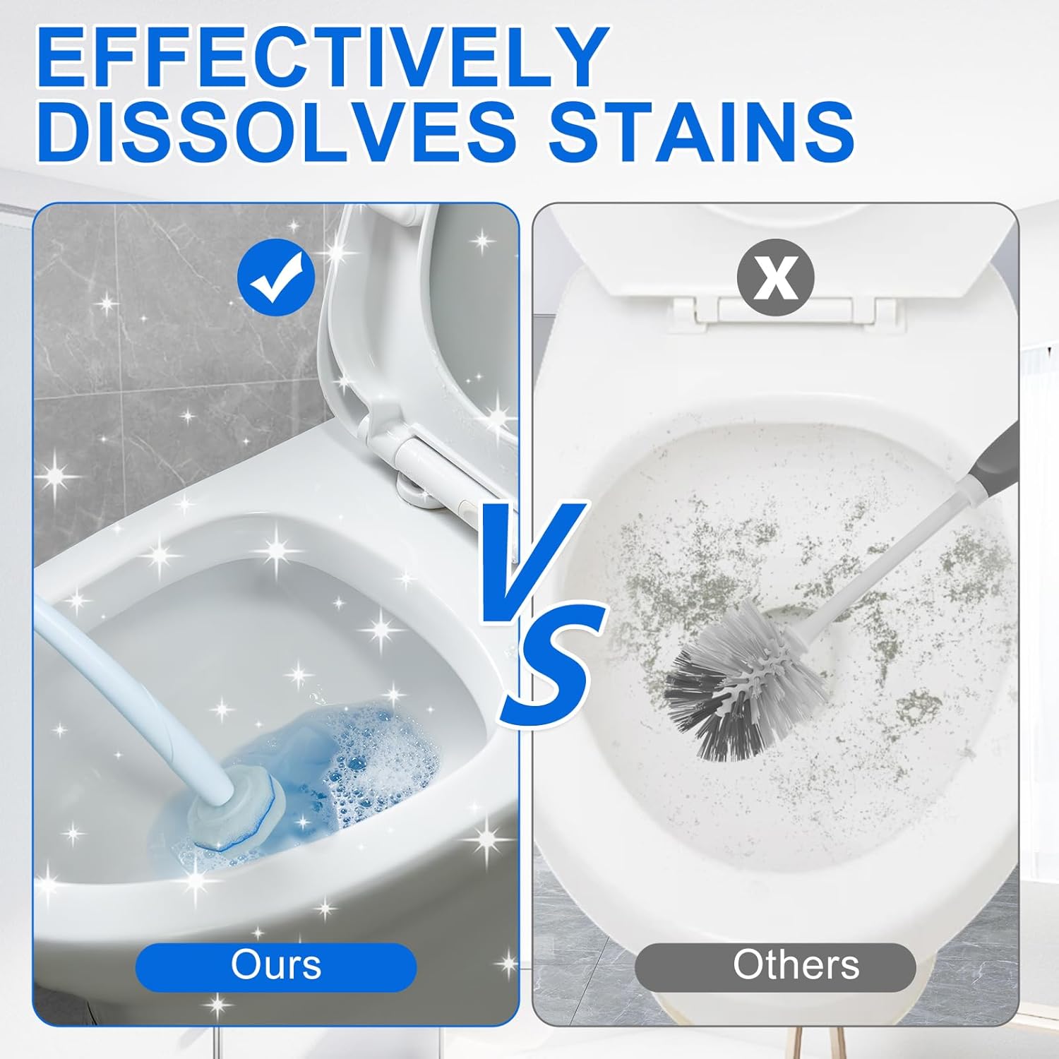 60pcs Disposable Toilet Wand Refills,Replacement Brush Heads Compatible With Most Toilet Wand Refill System,Upgrade Fiber Cleaner Heads for Closestool Cleaning.（not included brush rod）