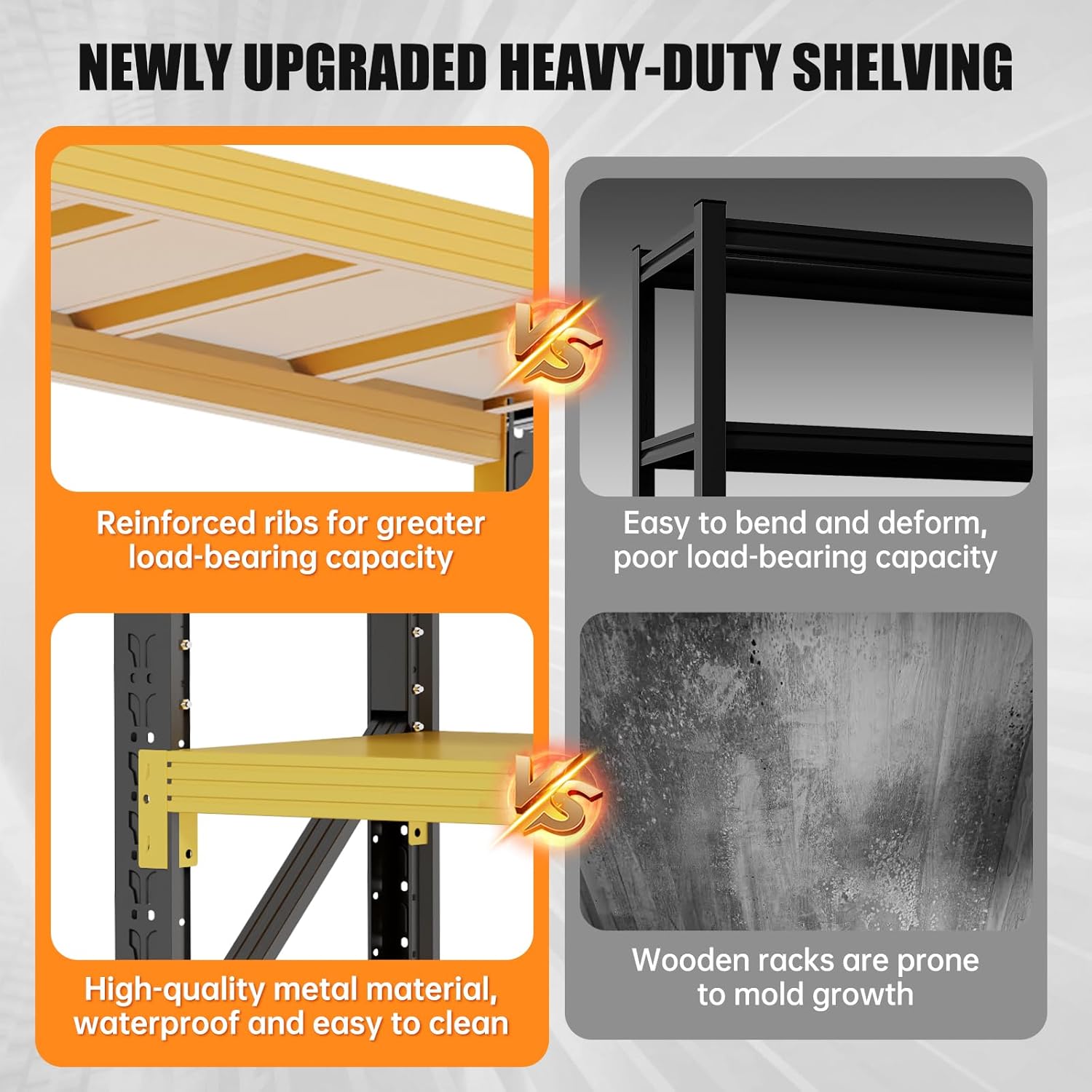 60" W Storage Shelves Heavy Duty, 4 Tier Metal Garage Shelving Units, 5000LBS Heavy Duty Adjustable Shelf, Garage Storage Rack, Industrial Shelving for Shop, Warehouse,60" W x 20" D x 79" H