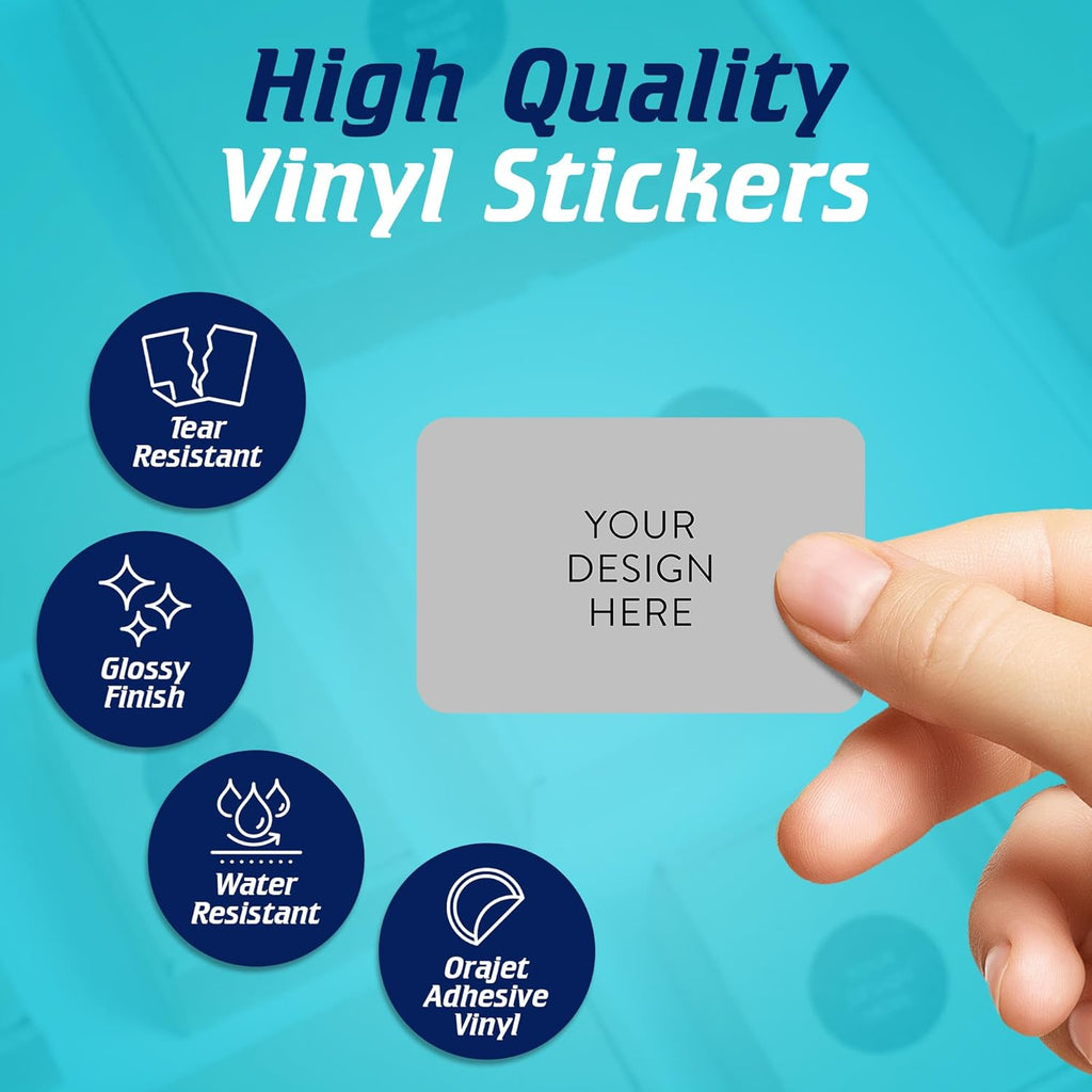 100 Custom Vinyl Stickers - Upload Your own Image, Text, Design, Logo - Personalized Logo Labels for Handmade, Packaging, Bottle, Jars, Candle, Brand Stickers (Gray, 3x2)