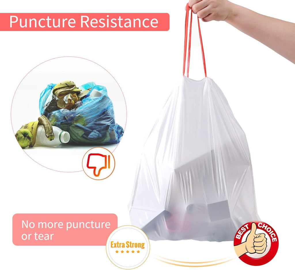 Small Trash Bags, KONE 192 Count 4 Gallon Drawstring Extra Thick Garbage Bags Wastebasket Bin Liners Plastic Trash Bags for Bathroom, Bedroom, Office, Car, Kitchen, Home