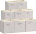 Lifewit 13 Inch Cube Storage Bins, 8 Packs Storage Cubes Foldable Decorative Fabric Storage Baskets for Organizing Home Organizers with Handles for Shelves, Closet, Light Gray