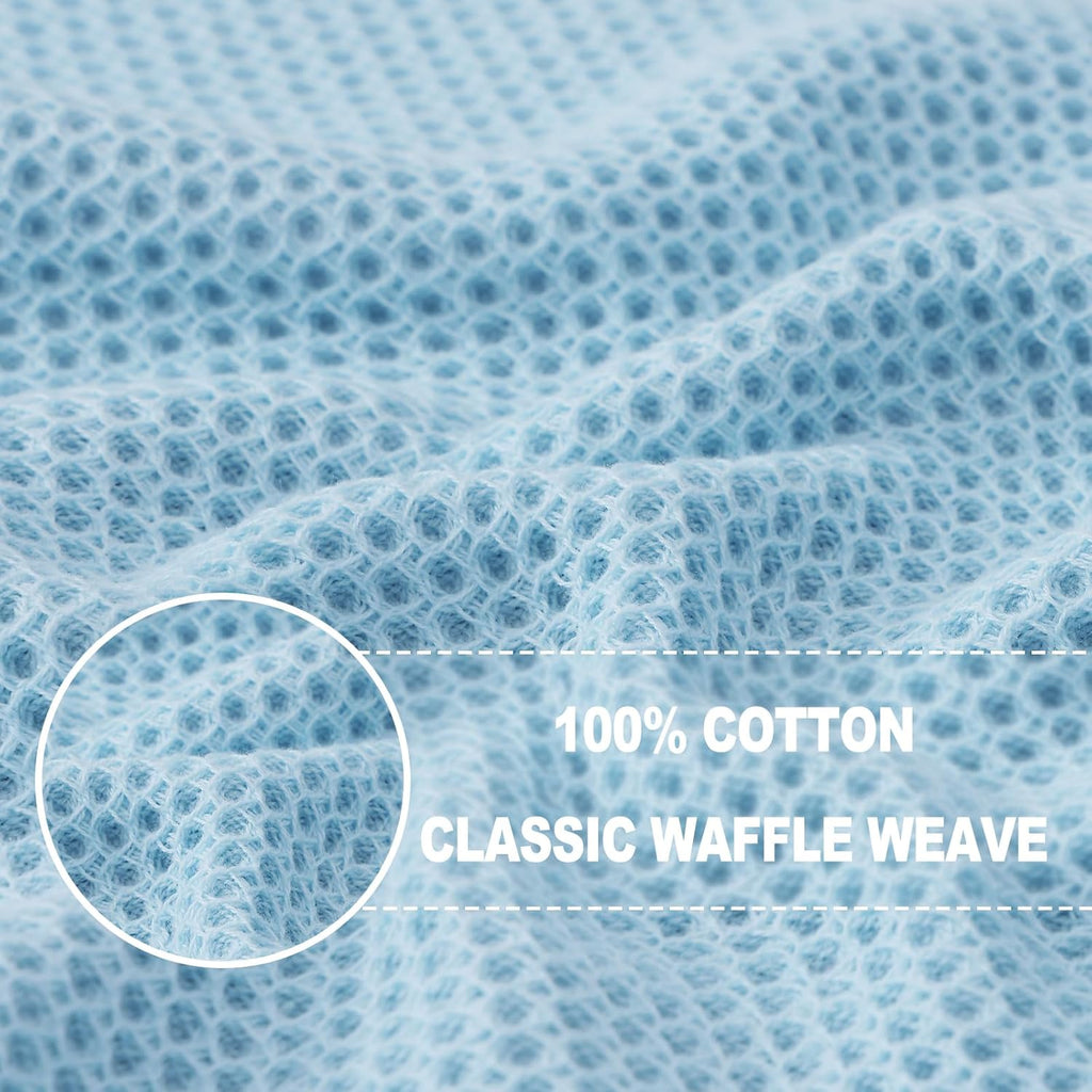 Homaxy 100% Cotton Waffle Weave Kitchen Dish Towels, Ultra Soft Absorbent Quick Drying Cleaning Towel, 13 x 28 Inches, 12-Pack, Sky Blue