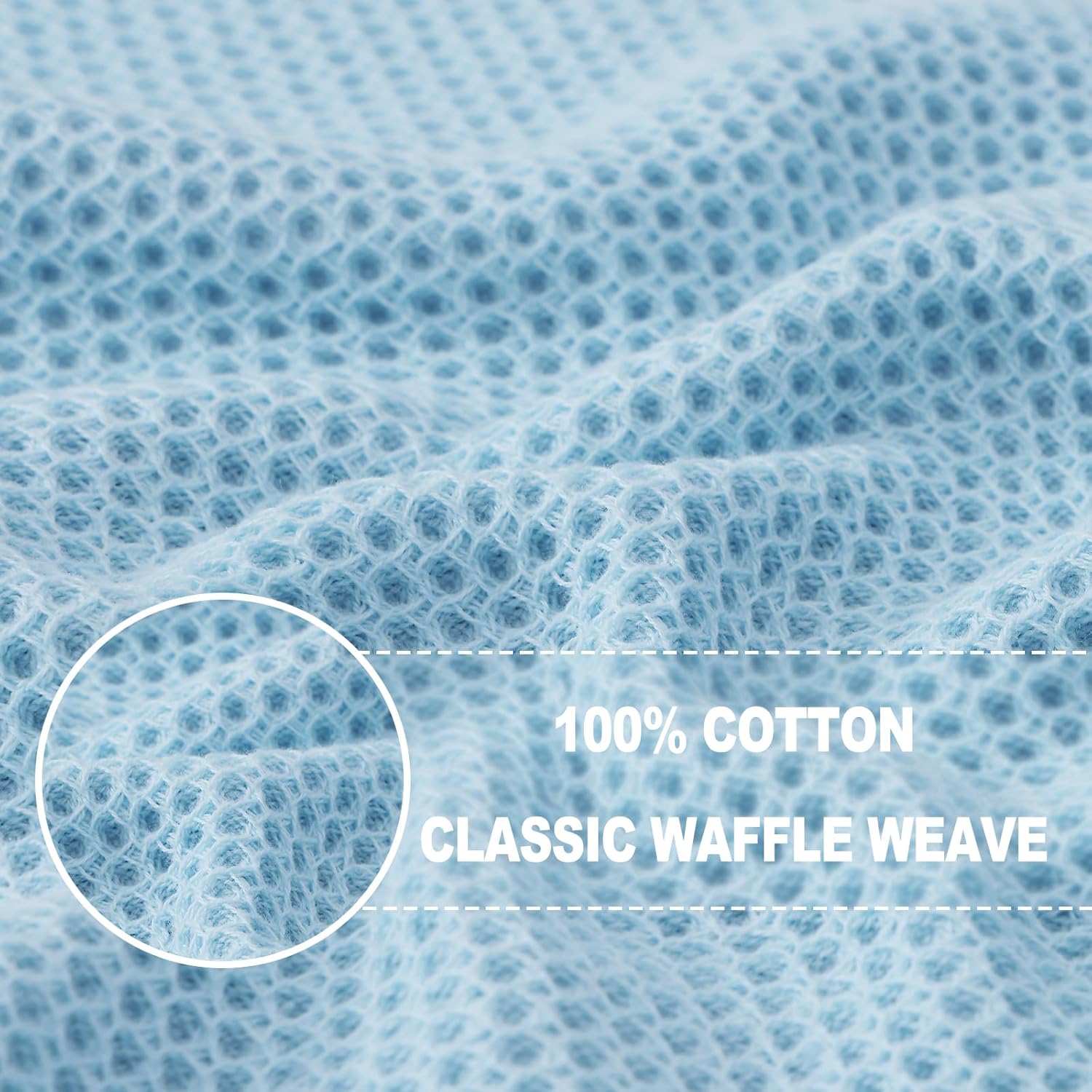 Homaxy 100% Cotton Waffle Weave Kitchen Dish Towels, Ultra Soft Absorbent Quick Drying Cleaning Towel, 13 x 28 Inches, 12-Pack, Sky Blue