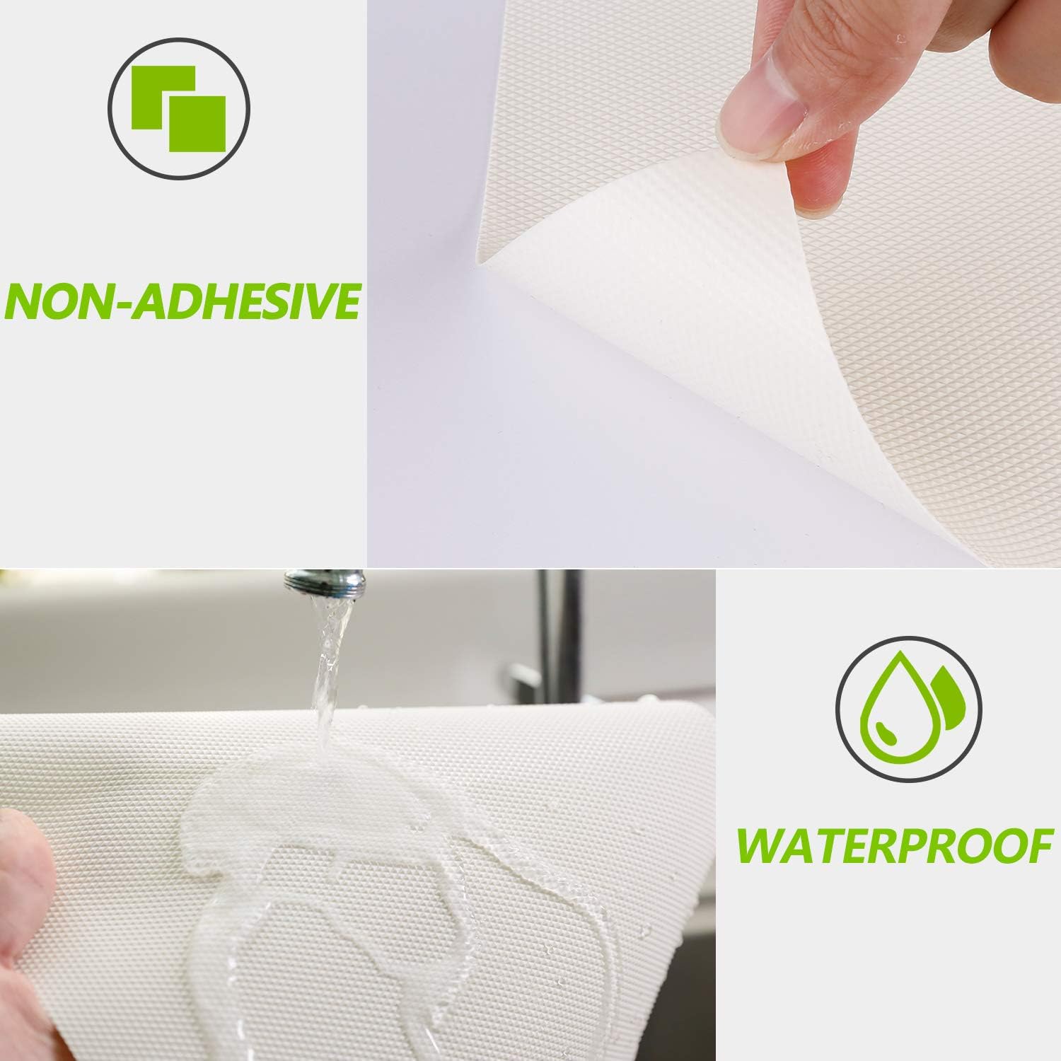 Kitchen Shelf Liner Drawer Liners, Non-Adhesive Refrigerator Liners Waterproof Fridge Mats with Strong Durable Kitchen Cabinets Mat for Drawers, Shelves, Pantry