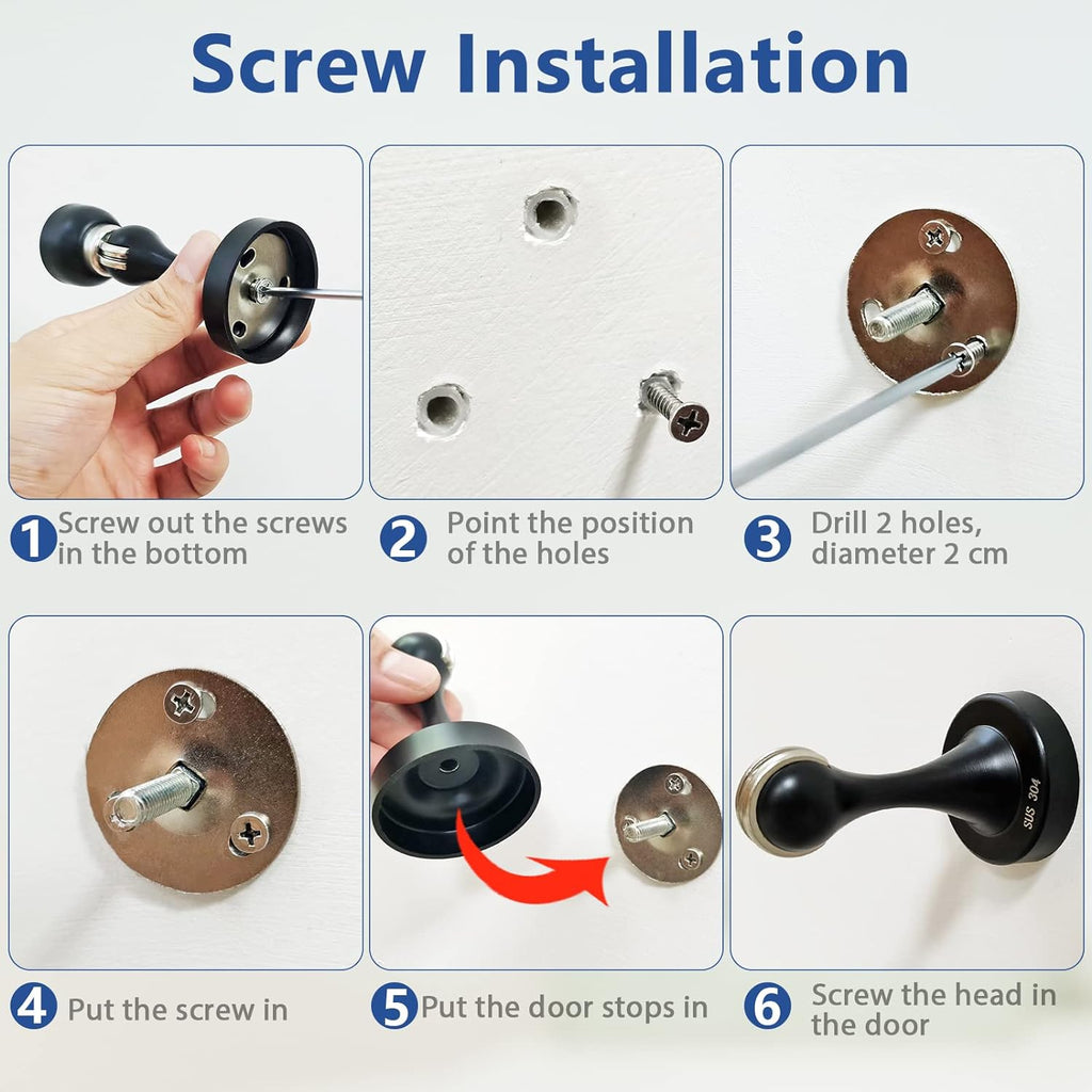Magnetic Door Stop Stainless Steel，Door Stopper, Heavy Duty for Various Door Types, Keep Your Door Open, Wall Mount Door Holder/Catch