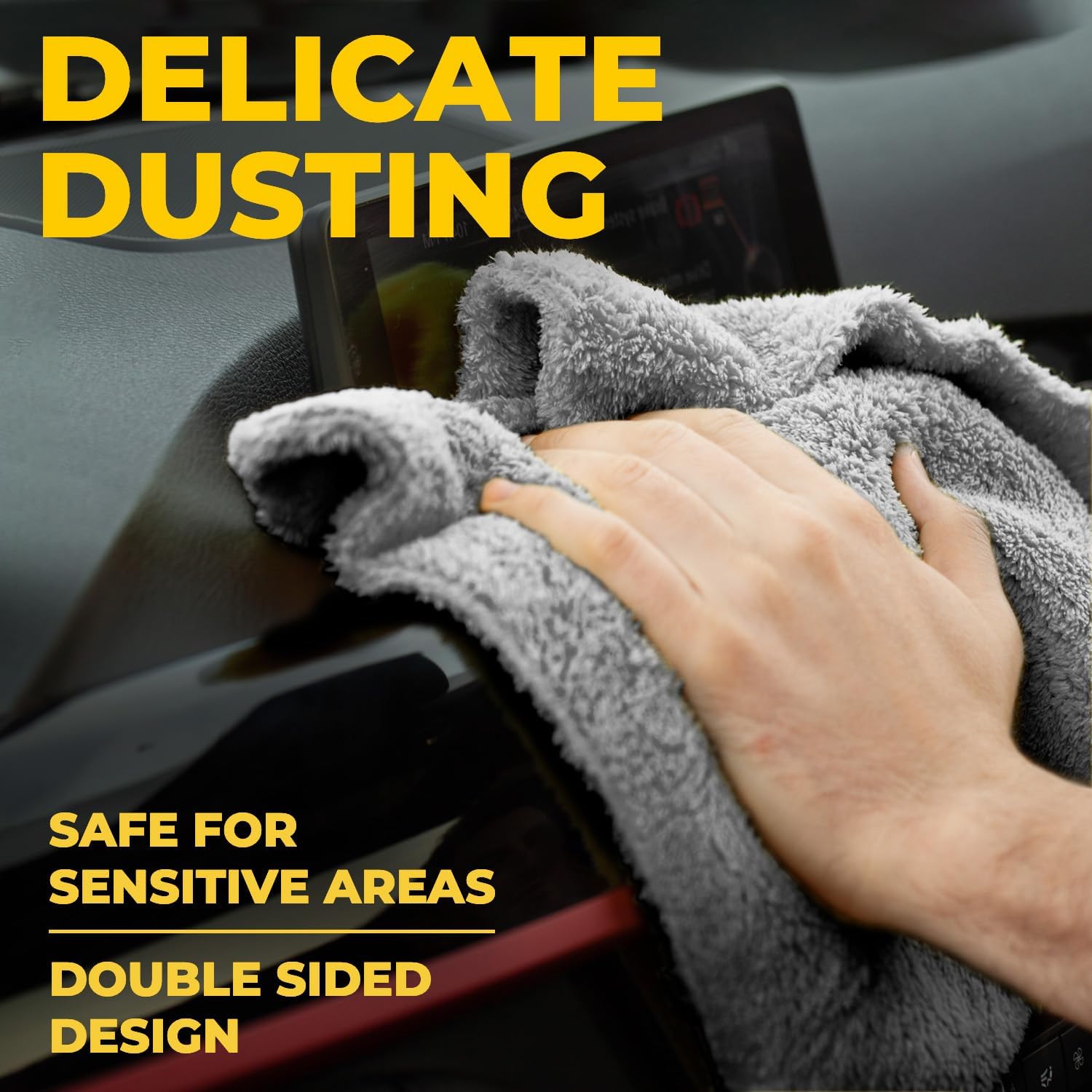 Edgeless Microfiber Towels for Cars – 6pk (12”x12”) - 540 GSM - Super Soft Detailing & Buffing – Scratch-Free & Absorbent Microfiber Cleaning Cloths for Car Polishing