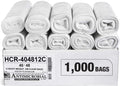 Aluf Plastics High Density Trash Bags, 45 Gallon, 1000 Count, 12 Micron (eq), 40" x 48", Clear, for Bathroom, Office, Industrial, Commercial, Janitorial, Municipal, Recycling