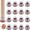 Ezprotekt 24 Pcs Clear Silicone Chair Leg Floor Protectors with Felt, Floor Protectors for Chairs, Chair Leg Caps Covers, Chair Leg Socks Bar Stool Leg Floor Protectors (L Fit: 1.1"-1.3", Round)