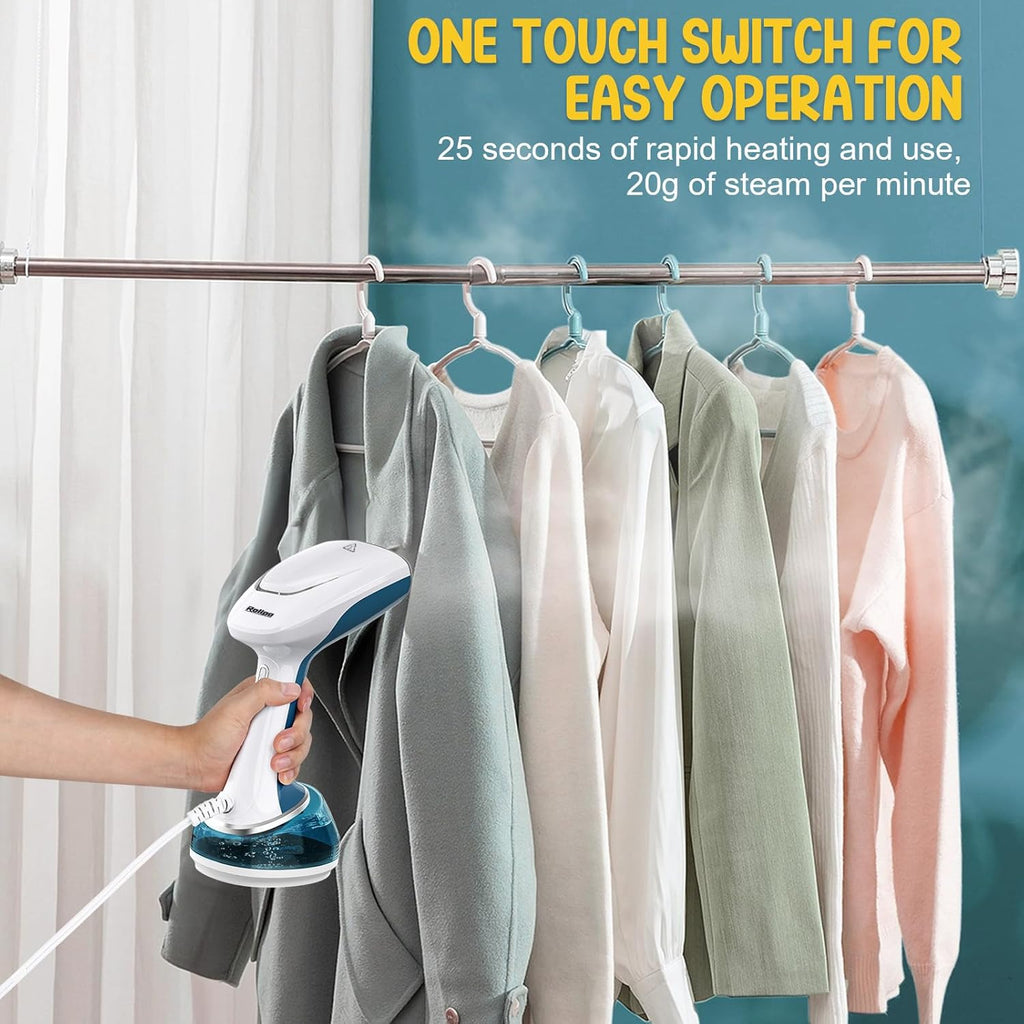 Handheld Steamer for Clothes 1200W, Clothes Steamer with Large 360ml Water Tank, Fast Wrinkle Remover Portable Garment Steamer, Ideal for Home, Office, Travel, Blue