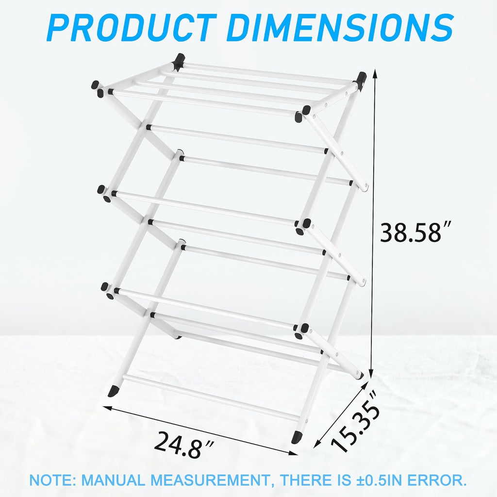 Household Indoor Folding Clothes Drying Rack, Dry Laundry and Hang Clothes,Towel Rack for Storage (White)