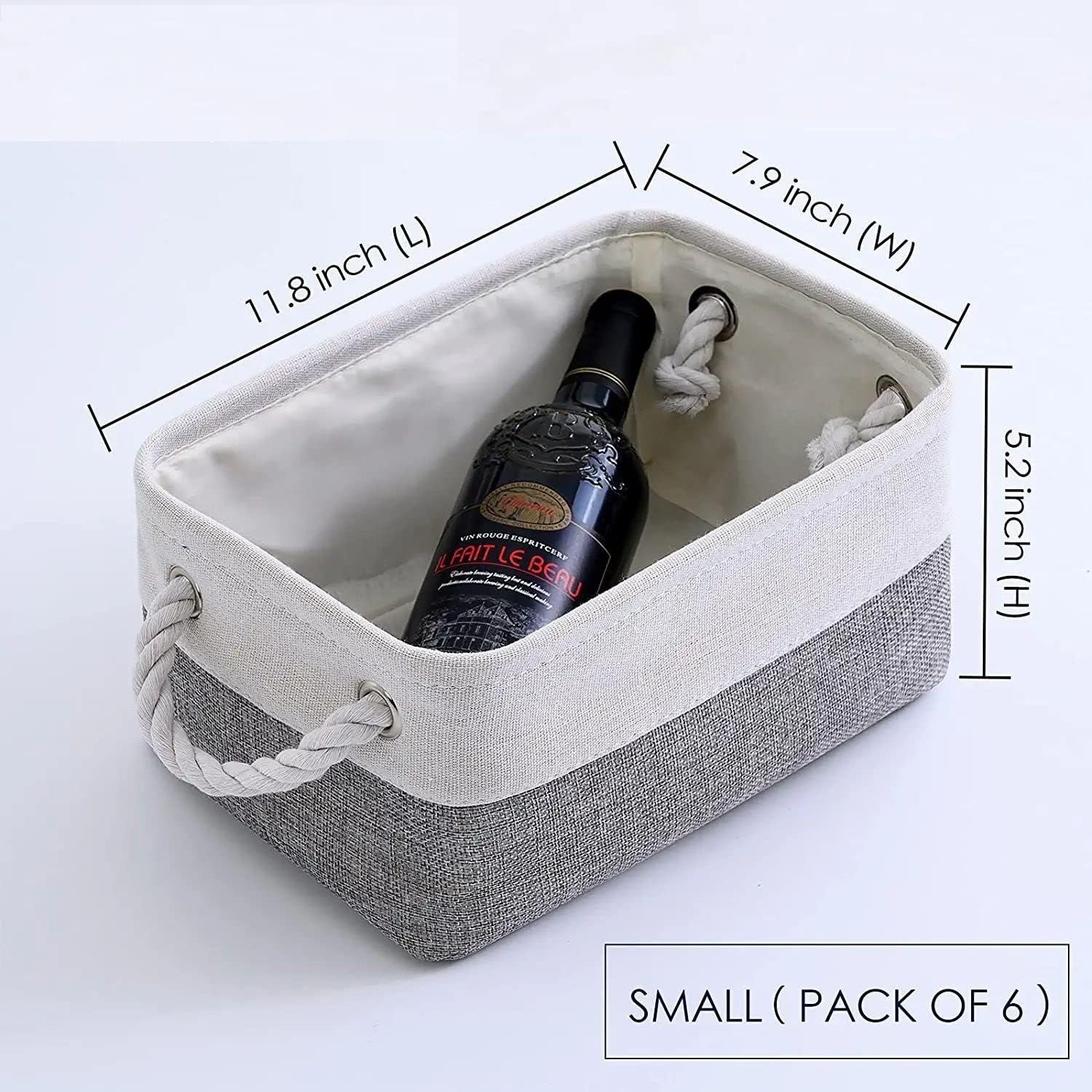Storage Baskets 12x8x5 inch 10 Pack Fabric Baskets Foldable Storage Bins Decorative Baskets cloth storage baskets Storage Foldable Storage Bin with Rope