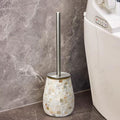 WDHODEC Natural Shell Toilet Brush and Holder Set Mosaic Glass, Stainless Steel Toilet Scrubber Brush, Decorative Toilet Bowl Brush and Holder, Luxury Bathroom Accessories