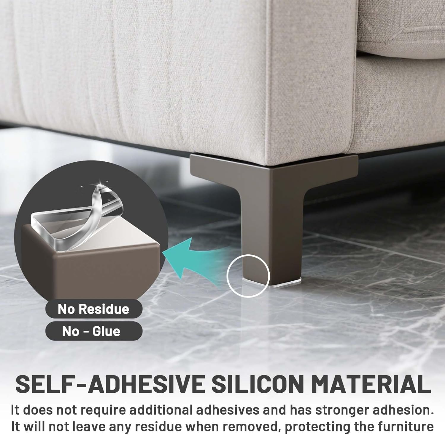 40 PCS Non Slip Furniture Pads, Phixbear Anti Vibration Pads, Reusable Multifunctional Self-Adhesive Silicone Pad, Shockproof and Silent, for Anti-Slip on Tables, Sofas, Beds, and Floor Protection