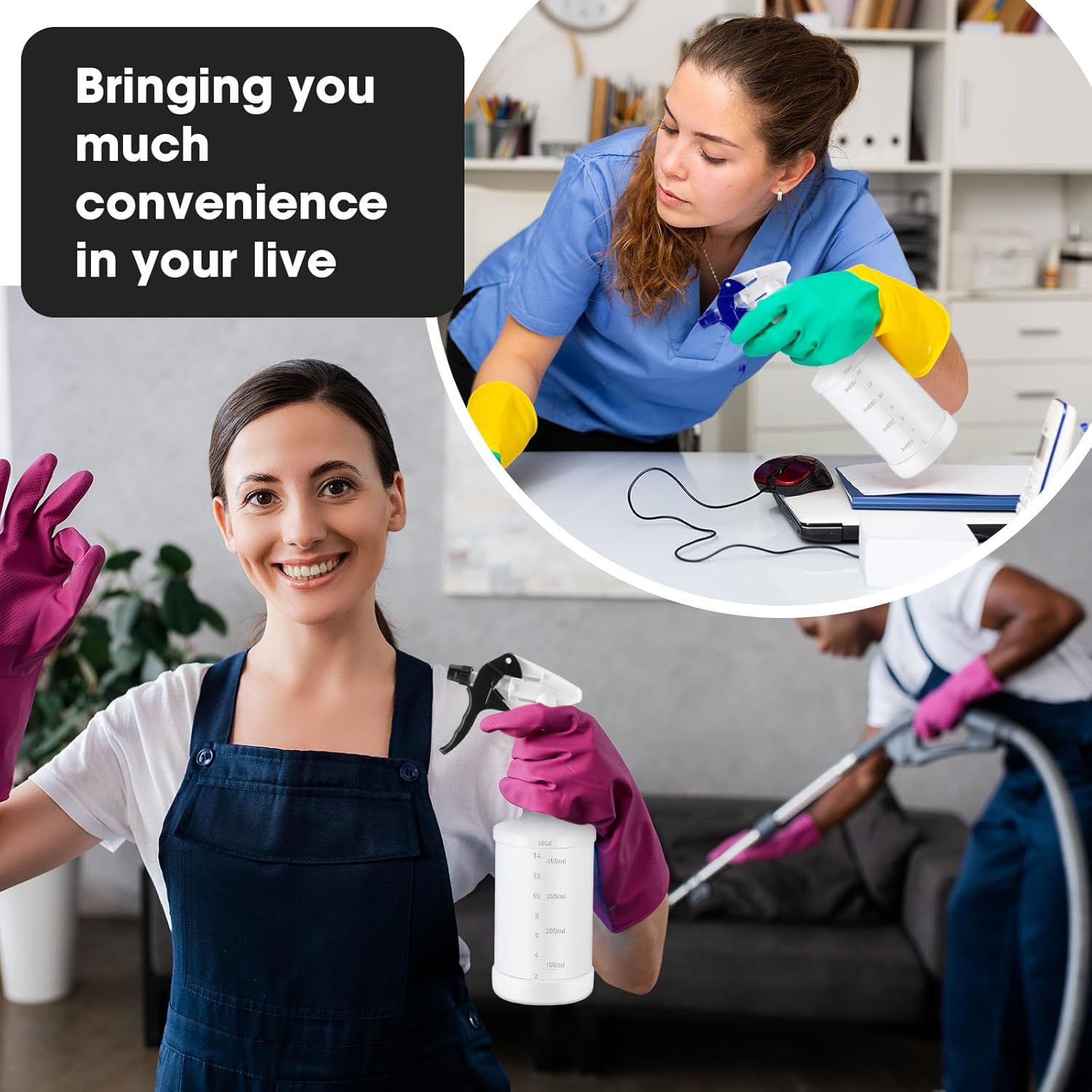 Eccliy 12 Pcs 16 Oz Plastic Spray Bottle, Adjustable Empty Reusable Sprayer for Cleaning, Planting, Water, Bathroom and Kitchen, BBQ, Commercial and Residential (Multicolored,Measurement)