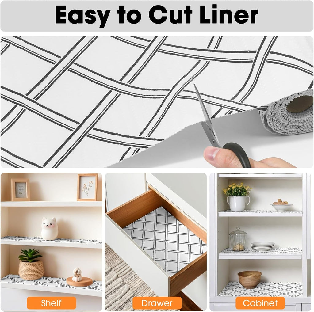 Drawer and Shelf Liners for Kitchen Cabinets Non-Adhesive Cabinet Liners Strong Grip Non Slip Waterproof Contact Paper for Cabinets and Drawers Shelves Cupboard,Geometric,12IN X 20FT