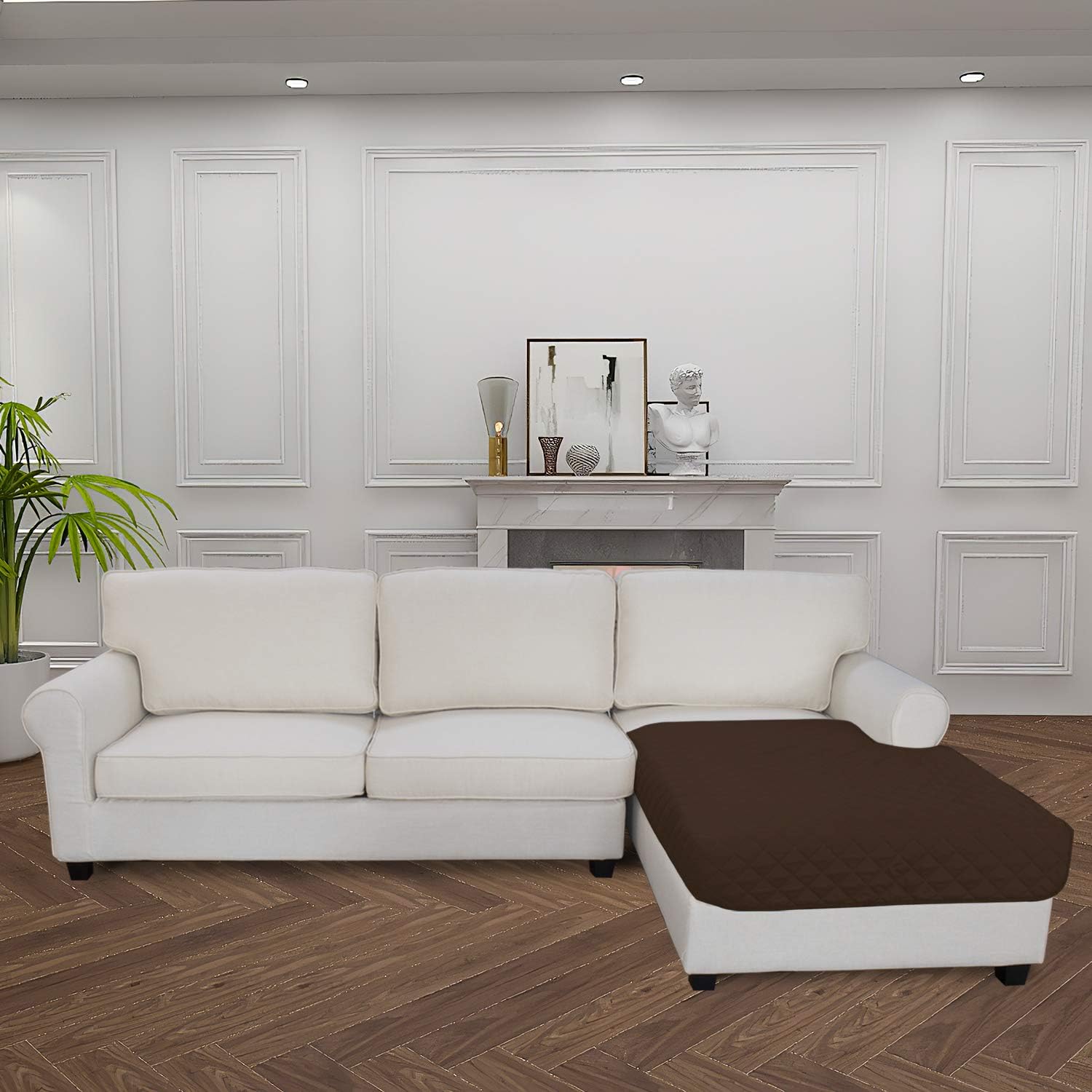 Easy-Going Sectional Couch Covers for Dogs L Shape Sofa Cover Reversible Sofa Slipcover Chaise Lounge Cover Furniture Protector Cover for Pets Dog Cat (42 x 52 inches, Coffee/Coffee)