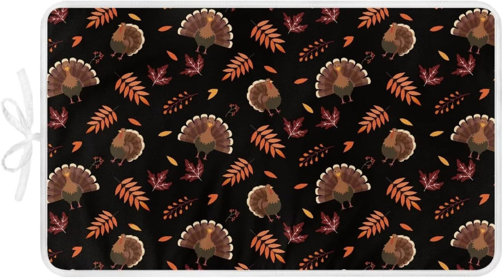 Cute Ironing Mat for Table top Washer,Dryer,Countertop,Turkey Portable Iron Pad Blanket for Washer Dryer Countertop Travel 32 x 16 Inch Thanksgiving Small Ironing Pads, Black