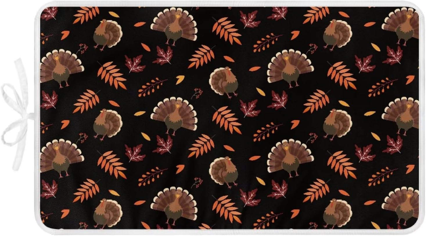 Cute Ironing Mat for Table top Washer,Dryer,Countertop,Turkey Portable Iron Pad Blanket for Washer Dryer Countertop Travel 32 x 16 Inch Thanksgiving Small Ironing Pads, Black