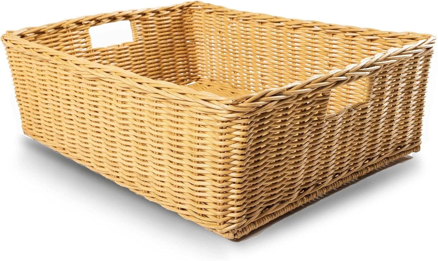 The Basket Lady Under The Bed/Basic Wicker Storage Basket, Extra Large, 25 in L x 19.5 in W x 8 in H, Sandstone