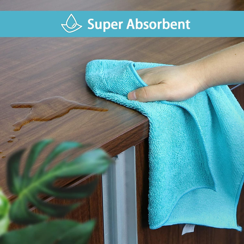 HOMEXCEL Microfiber Cleaning Cloth, 24 Pack Cleaning Rags, Cleaning Towels with 4 Color Assorted, 11.5"X11.5"(Green/Blue/Yellow/Pink)
