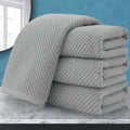 VOOVA & MOVAS Grey Hand Towels for Bathroom, Large 18" x 28" - 100% Cotton | Lightweight | Thick | Quick Dry | Soft | Absorbent, Bathroom Hand Towels Set of 4, Grey Towel Gift Set