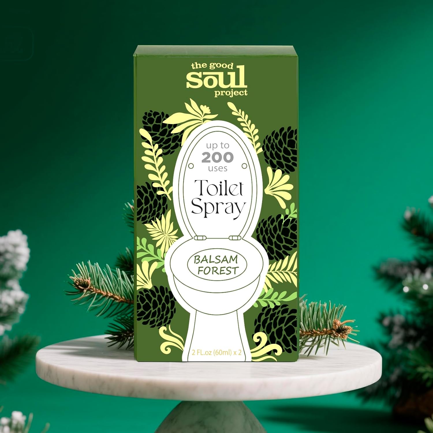 Holiday Toilet Spray, Balsam Forest, 4 Fl.Oz, Up to 200 Uses, Eliminates Bathroom & Toilet Odors, Air Freshener Bathroom Spray