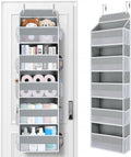 Yecaye Over The Door Organizer Storage, 5-Tier Heavy Duty Door Organizers Hanging with 10 Side Mesh Pockets, 44 lbs Load Capacity Behind Door Storage for Bathroom Nursery Bedroom Dorm Closet, Grey