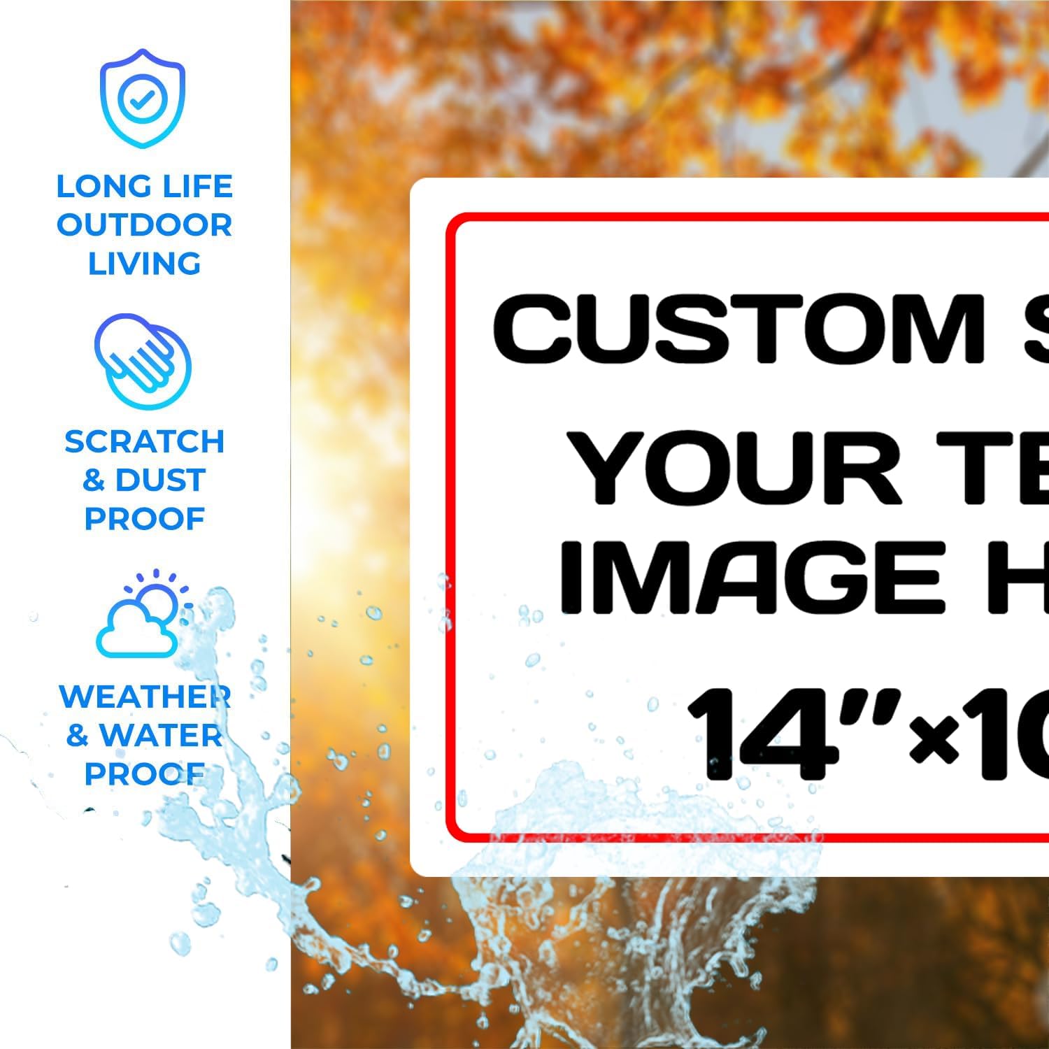 Personalized Aluminum Weatherproof Metal Signs - Custom Text & Picture, Multiple Sizes, Hazard, Garden, Custom Door & Business Signs