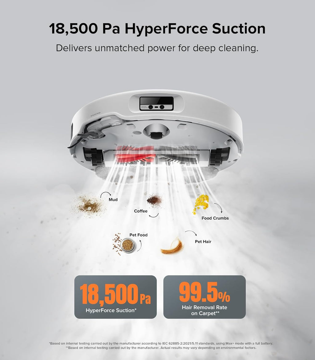 roborock Qrevo Edge Robot Vacuum and Mop, 18,500Pa Suction, Zero-Tangling, AdaptiLift Chassis, Al Obstacle Recognition, Hot Water Mop Washing & Dock Self Cleaning, Corner to Edge Deep Cleaning