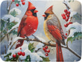 Winter Cardinals Dish Drying Mat for Kitchen Counter - Absorbent Reversible Microfiber Pad, Drainer Rack for Coffee Bar, 18x24 Inch, Red