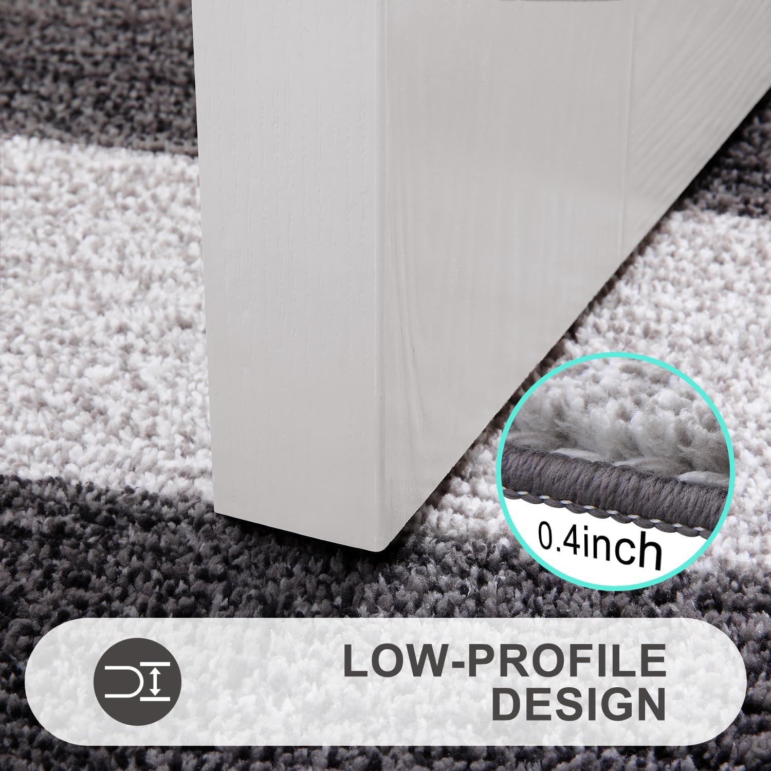 Kitinjoy Indoor Outdoor Door Mat, 47x20 Non-Slip Absorbent Dirt Trapper, Low-Profile Washable Inside Entrance Front Floor Mat, Sturdy Soft Entry Doormats for Entryway, Grey