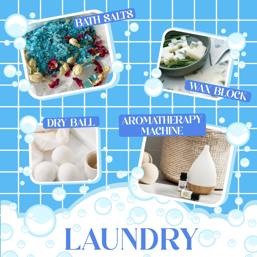 Laundry Fragrance Oils Set, Essential Oil for Diffuser, Aromatherapy Gift, Clean Scent Diffuser Oil, Use with Wool Dryer Balls,Chamomile, Fresh Cotton, Sage, Cedar, Lavender, Cherry Soap