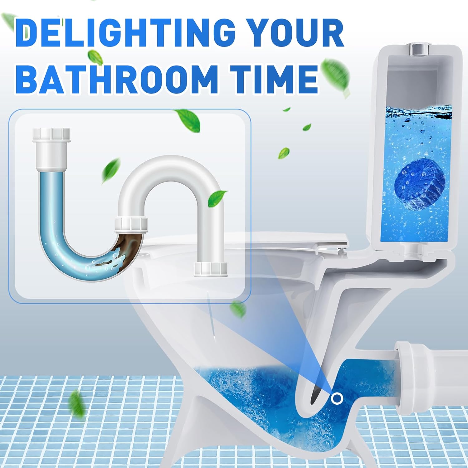 Qualirey 100 Pack Automatic Toilet Cleaner Tablets Toilet Bowl Long Lasting Bathroom Tank Tablets (Blue)