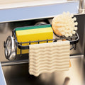 TAILI 4-in-1 Sponge Holder for Kitchen Sink with Strong Suction Cup Removable, Rustproof Aluminum Sink Caddy for Sponge, Brush, Scrubber, Scraper -Black