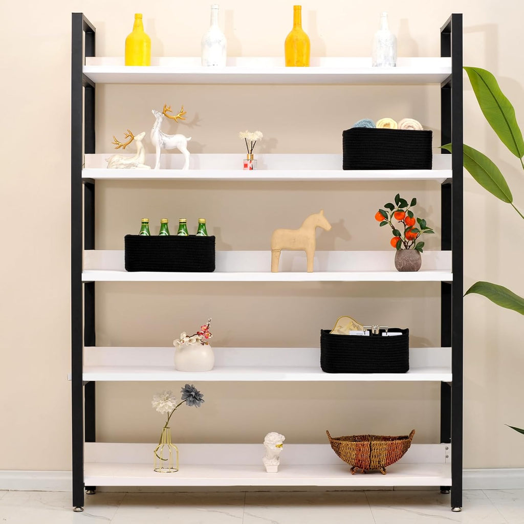 Small Black Baskets for Organizing, Storage Baskets for Shelves, Small Woven Cotton Rope Basket for Storage, Basket for Gifts Empty, 13"×8.5"×5.1" (3 Packs) Black