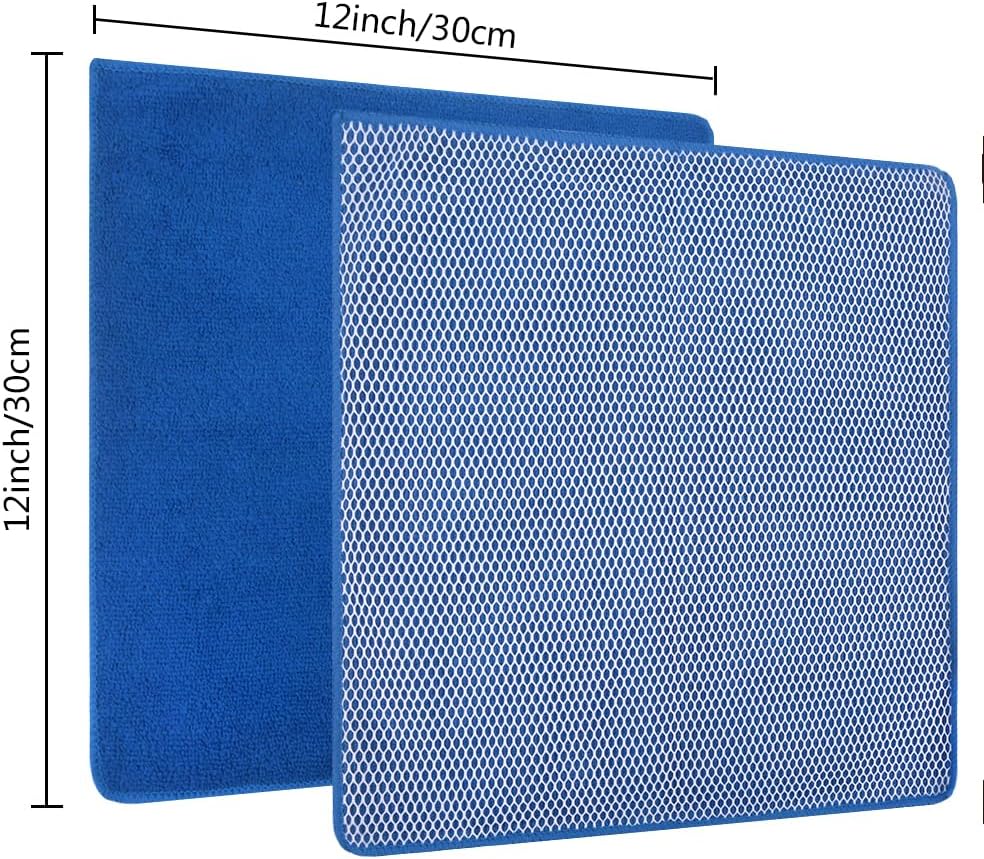 SINLAND Absorbent Microfiber Dish Cloth Dish Rags Best Kitchen Cloths Cleaning Cloths with Poly Scour Side 12Inchx12Inch 10 Pack Dark Blue