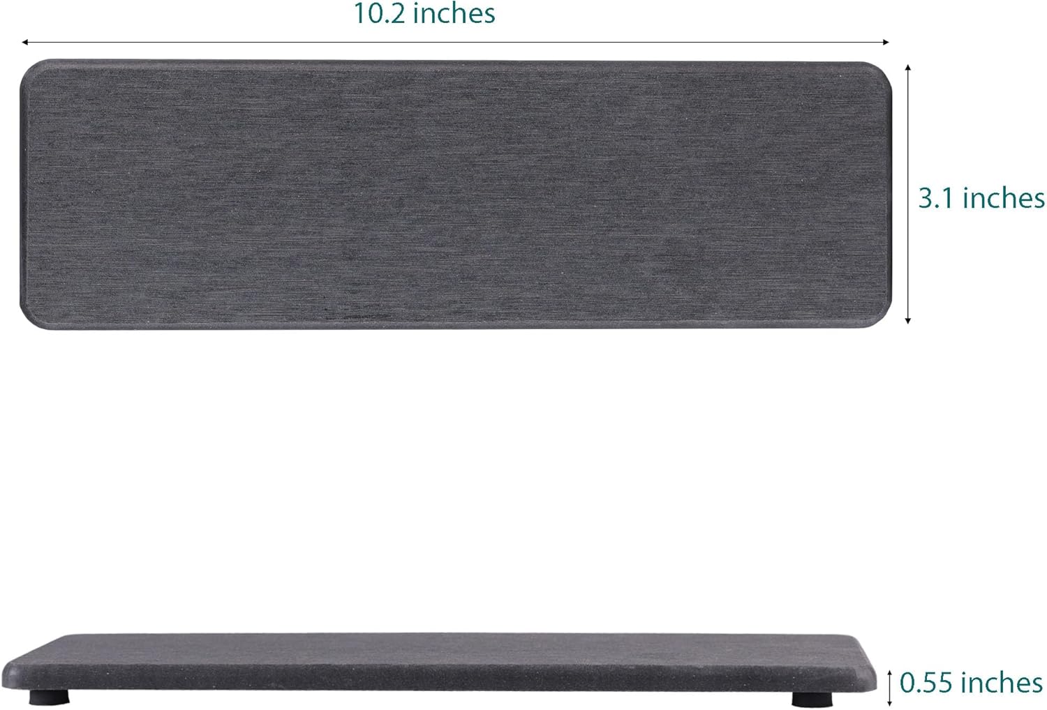2 Pcs Water Absorbing Stone Trays, Kitchen/Bathroom Sink Soap Dish, Diatomite Tray Used for Hand Soap & Cosmetic Bottles in The Modern Home, 3.15" W x 10.2" L, Dark Gray