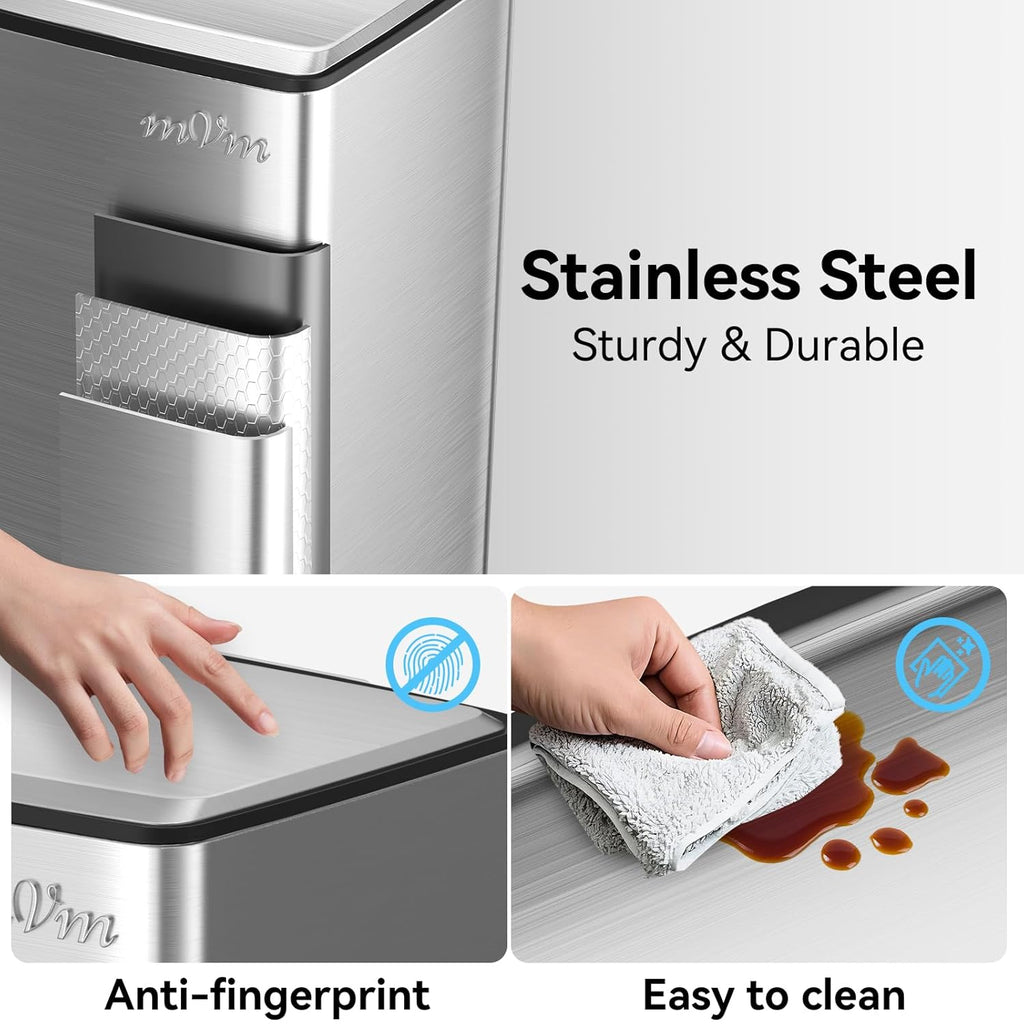 mVm 10.6 Gallon Kitchen Step Trash Can, Soft-Close and Foldable Foot Pedal Heavy Duty Bin for Offices Dorms Home Rooms (Gray)