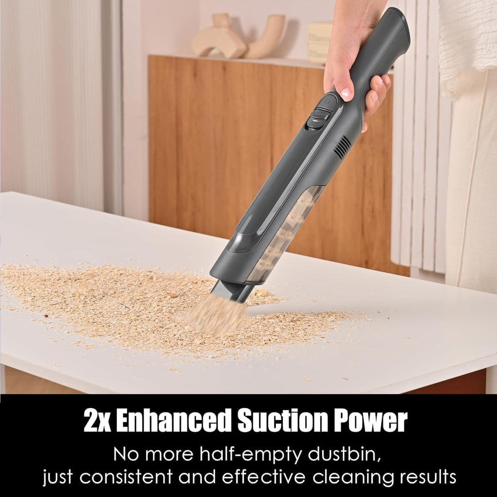 Handheld Vacuum Cordless, Super Lightweight 1.4lb with Powerful Suction, Charging Dock, Single Touch Empty and Detachable Dust Cup, Portable Mini Car Vac for Home Pet Car (Steel Gray)