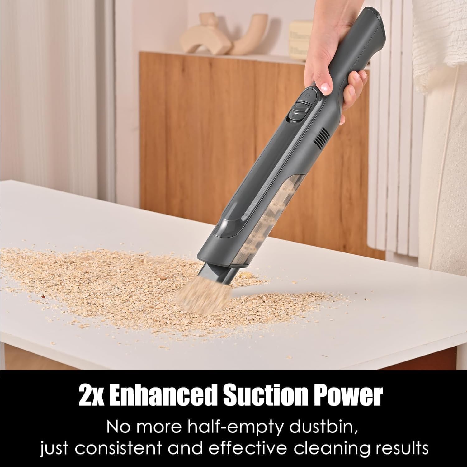 Handheld Vacuum Cordless, Super Lightweight 1.4lb with Powerful Suction, Charging Dock, Single Touch Empty and Detachable Dust Cup, Portable Mini Car Vac for Home Pet Car (Steel Gray)