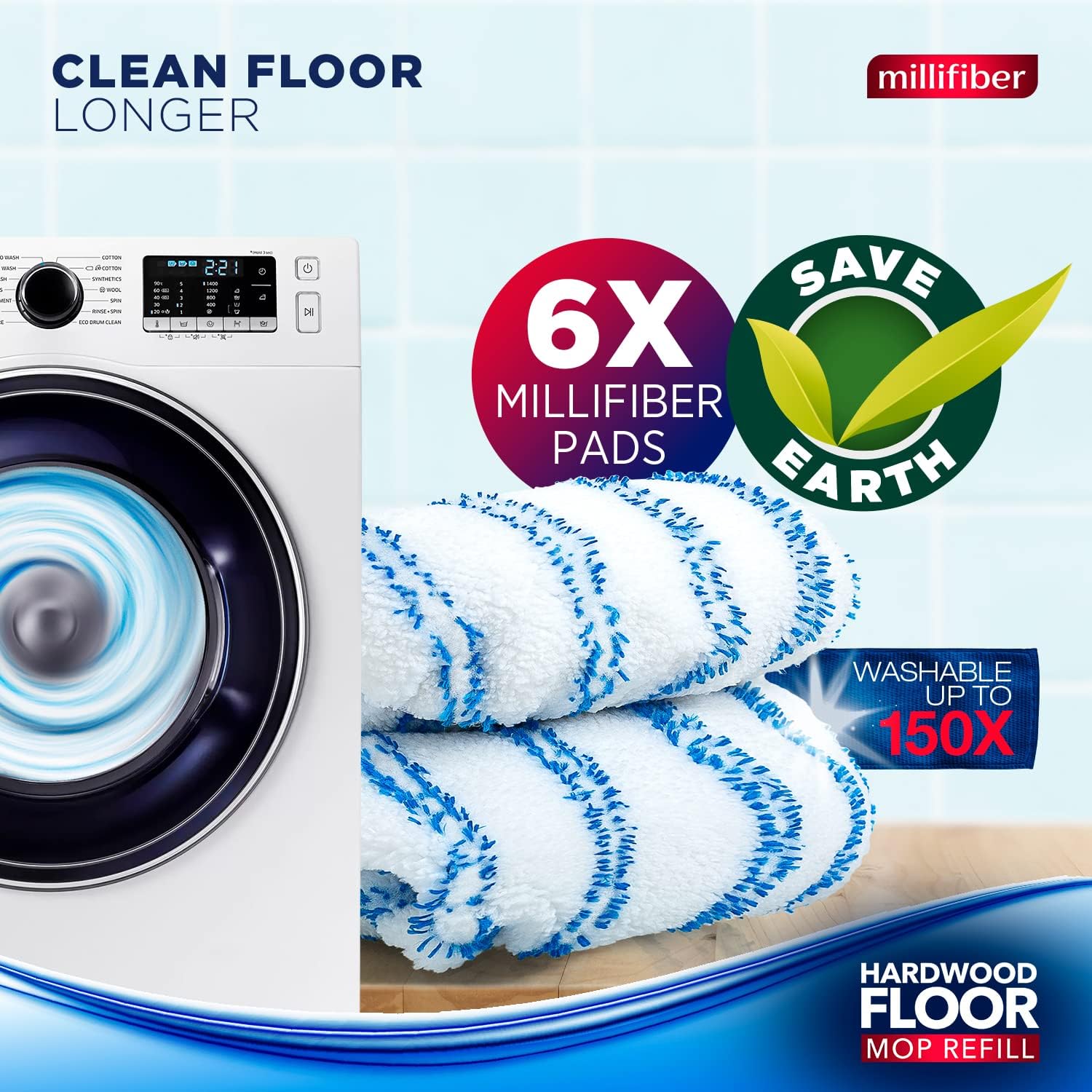 Microfiber Mop Refills 15x8 Inches, 6-Pack (Mop is Not Included)